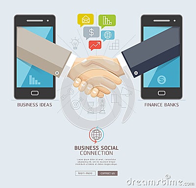 Business social connection technology conceptual design. Mobile Vector Illustration
