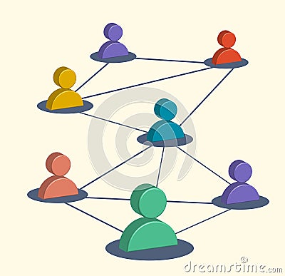 Business social media, marketing symbols, user network. Vector Illustration