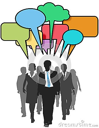 Business social people walk talk color bubbles Vector Illustration