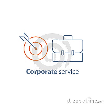 Business solution, financial security, mutual fund management, corporate finance, targeting line icon Vector Illustration
