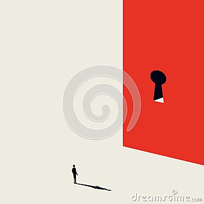 Business solution finding vector concept with keyhole on the wall. Minimalist artistic style. Symbol of innovation Vector Illustration