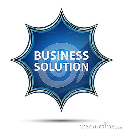 Business Solution magical glassy sunburst blue button Stock Photo