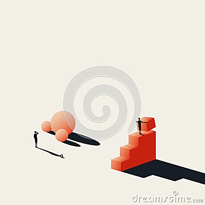 Business solution vector concept with businessman building steps as symbol of growth, success, ambition and achievement. Vector Illustration