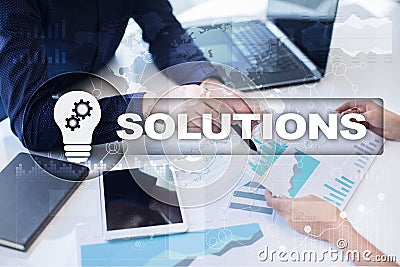 Business solutions concept on the virtual screen Stock Photo