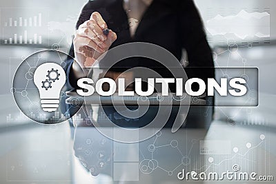 Business solutions concept on the virtual screen Stock Photo