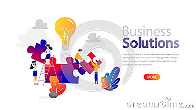 Business solutions horizontal banner for your website. Vector Illustration