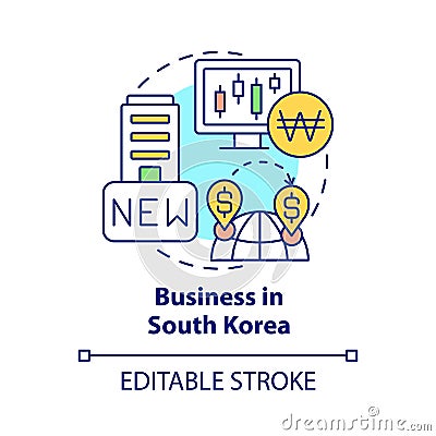 Business in South Korea concept icon Vector Illustration