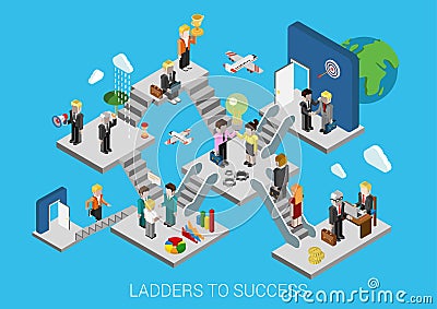 Business start succes flat 3d isometric infographic concept Vector Illustration