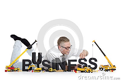 Business start up: Businessman building business-w Stock Photo