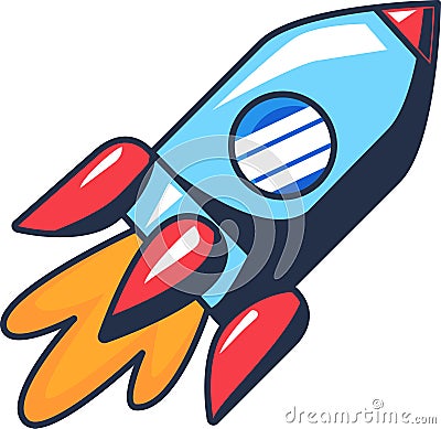 Business Start Up Space Rocket Outline Stroke Icon Vector Illustration