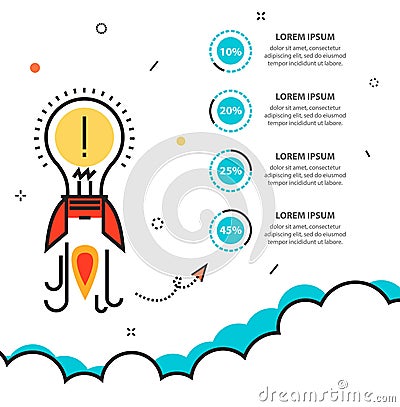 Business startup infographic with idea rocket template for cycle Vector Illustration