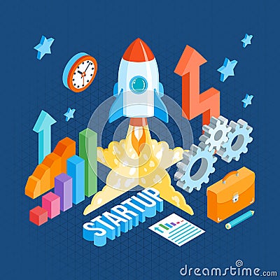 Business startup isometric template Vector Illustration