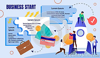 Business Start Flat Vector Infographics Poster Vector Illustration