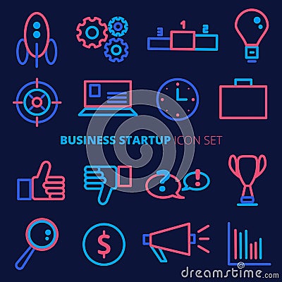 Business startup vector icon set. Banking and finance symbols in Vector Illustration