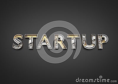 Business startup word made from Mechanic alphabet Cartoon Illustration
