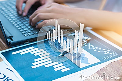 business statistics success concept : businessman analytics financial chart and graph Stock Photo