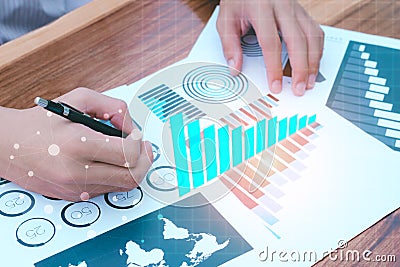 Business statistics success concept : businessman analytics mar Stock Photo