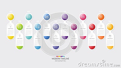 Business step jigsaw timeline infographic template. Modern milestone element timeline diagram calendar vector infographics Vector Illustration