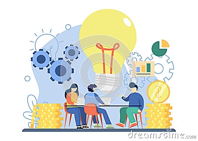 Business Strategy concept. creative discussion for business strategy. Business idea strategy and solution problem solving Vector Illustration