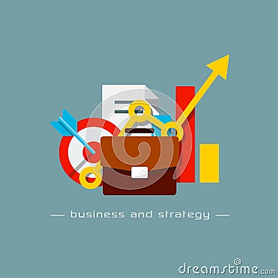 Business and strategy flat concept Vector Illustration