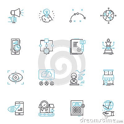Business Strategy linear icons set. Vision, Innovation, Growth, Planning, Adaptability, Execution, Agility line vector Vector Illustration