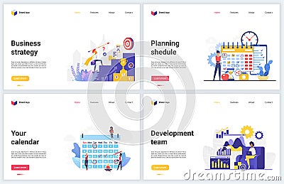 Business strategy, success plan vector illustrations, achieving successful goal business results through planning Vector Illustration