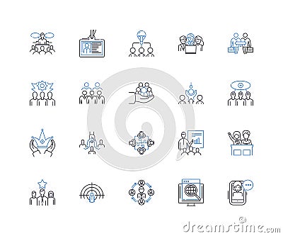 Business structure line icons collection. Hierarchy, Organization, Management, Efficiency, Strategy, System, Authority Vector Illustration