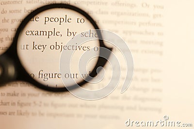 Business study text focused by lens with blurred background Stock Photo