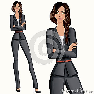 Business style attractive confident woman Vector Illustration