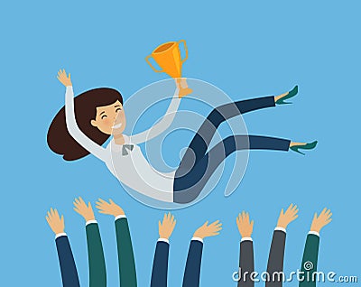 Business success. Awarding ceremony, rewarding concept. Vector illustration Vector Illustration