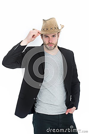 Business and success, couture concept, police and farmer, american west Stock Photo