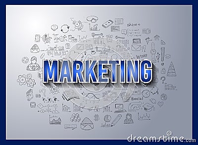 Business Success and Marketing Strategy concept with Doodle design style Vector Illustration