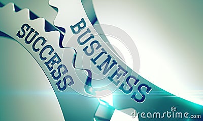 Business Success - Mechanism of Metallic Cogwheels. 3D. Stock Photo