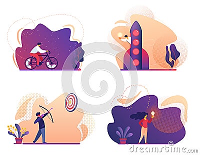 Business Success, Start Up, Bicycle, Idea Icon Set Vector Illustration