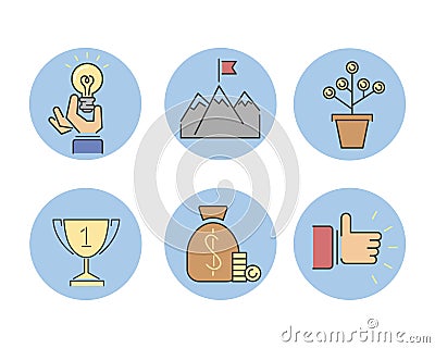 Business success vector icons set. Vector Illustration