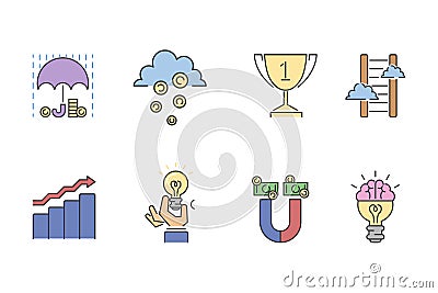 Business success vector icons set. Vector Illustration