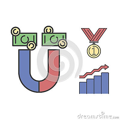 Business success vector money magnet icon. Vector Illustration