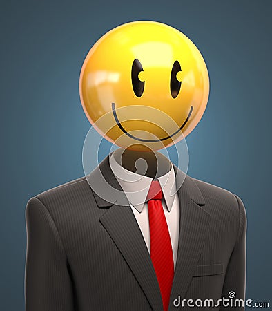 Business suit with yellow smiling emoticon Cartoon Illustration