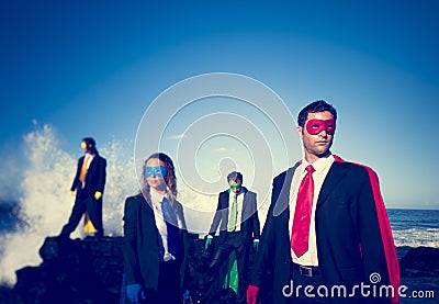 Business Superheroes Beach Achievement Concept Stock Photo