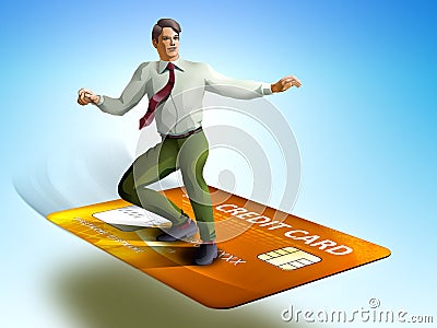 Business surfing Cartoon Illustration