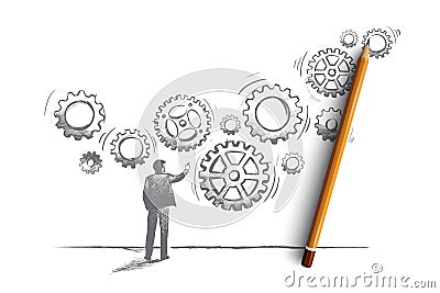 Business system concept. Hand drawn isolated vector. Vector Illustration