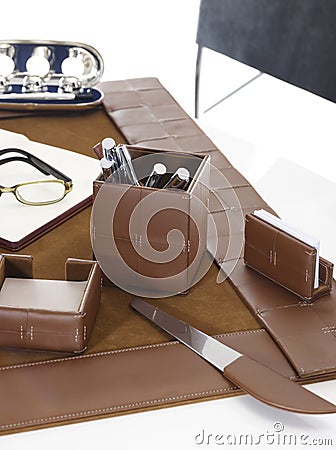 Agenda and tabletop for office concept Stock Photo