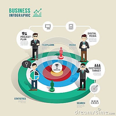 Business target board game concept infographic step to success Vector Illustration