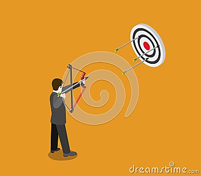 Business target concept flat 3d web isometric, archer aims Stock Photo