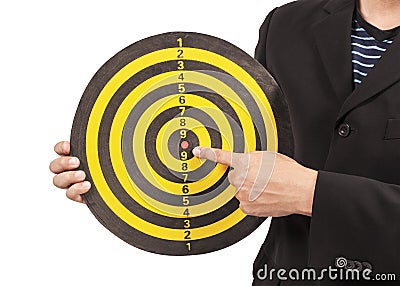 Business target, hand aiming or pointing Stock Photo