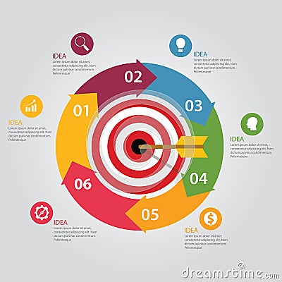 Business target infographic dart board arrow concept of goals achievement world map Vector Illustration