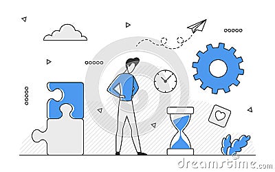 Business task management and completing Vector Illustration