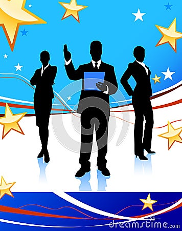 Business Team on Abstract United States Background Stock Photo