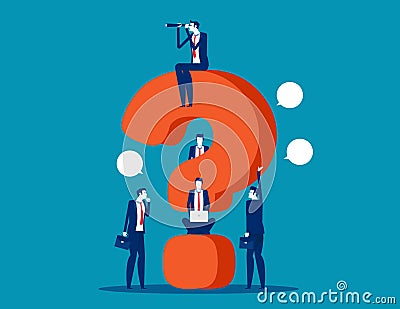 Business team asking questions around question mark Vector Illustration