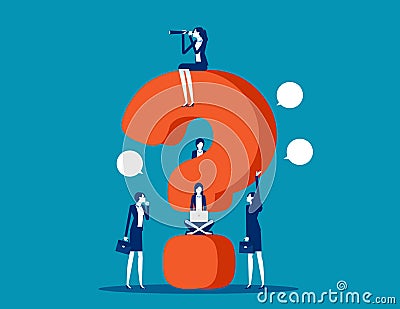 Business team asking questions around question mark Vector Illustration